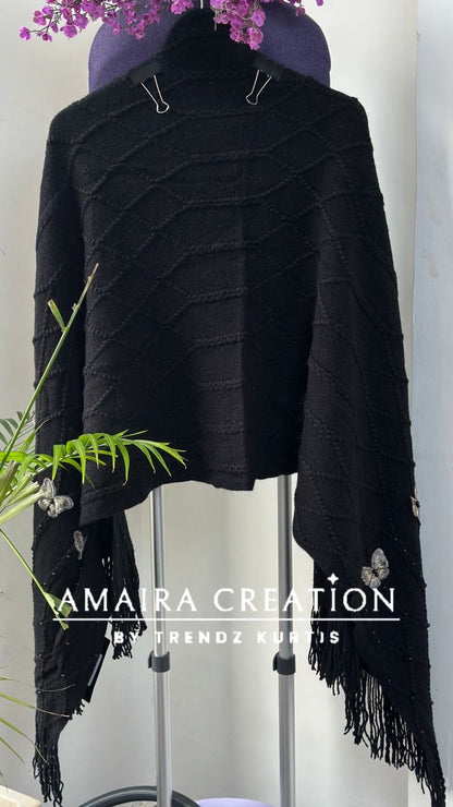 Premium Woolen Butterfly Deatiling Stole