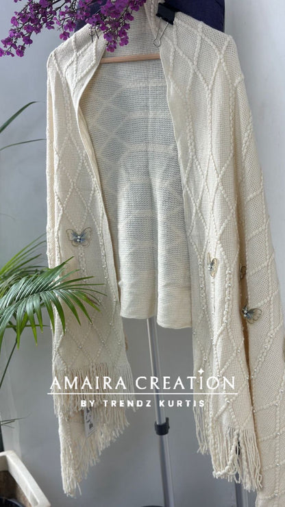 Premium Woolen Butterfly Deatiling Stole