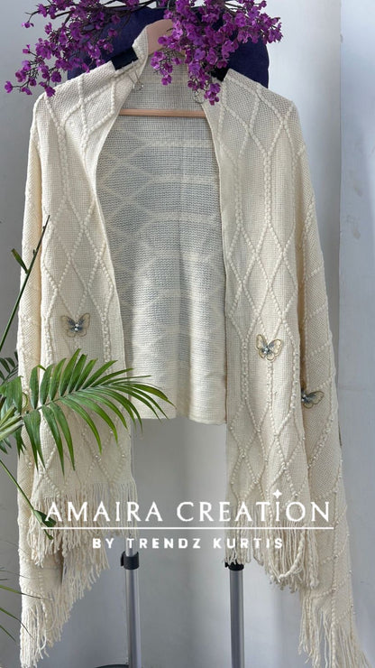 Premium Woolen Butterfly Deatiling Stole