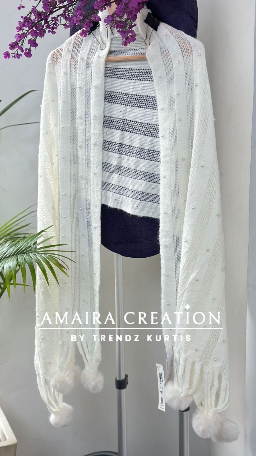 Premium Woolen Pom Pom Detailing Stole