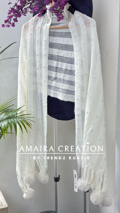 Premium Woolen Pom Pom Detailing Stole
