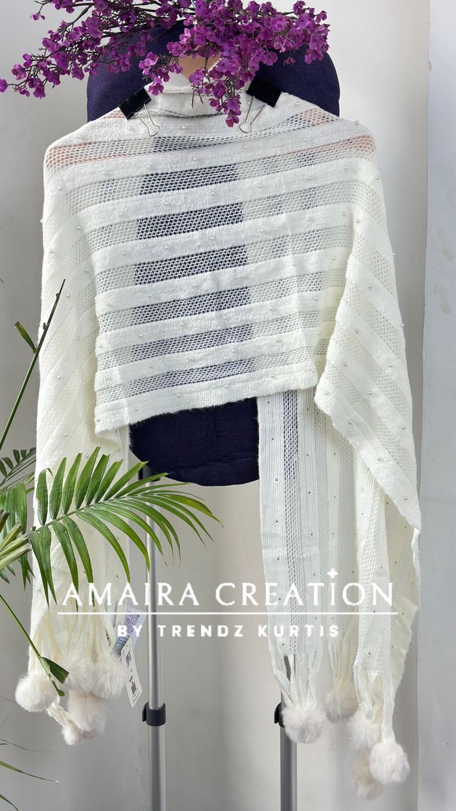 Premium Woolen Pom Pom Detailing Stole