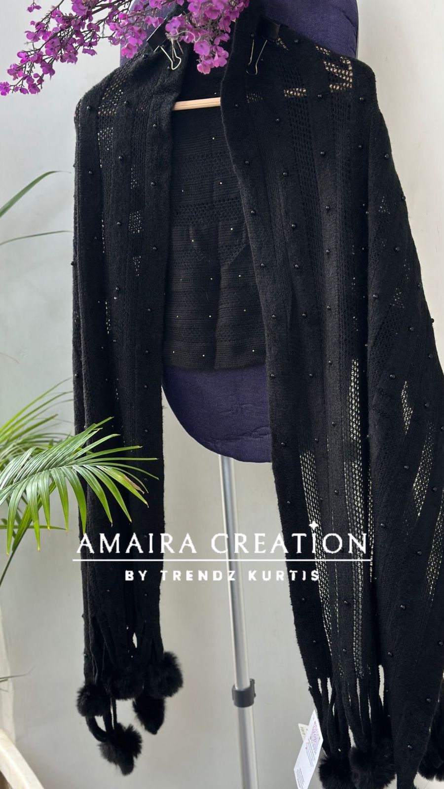 Premium Woolen Pom Pom Detailing Stole