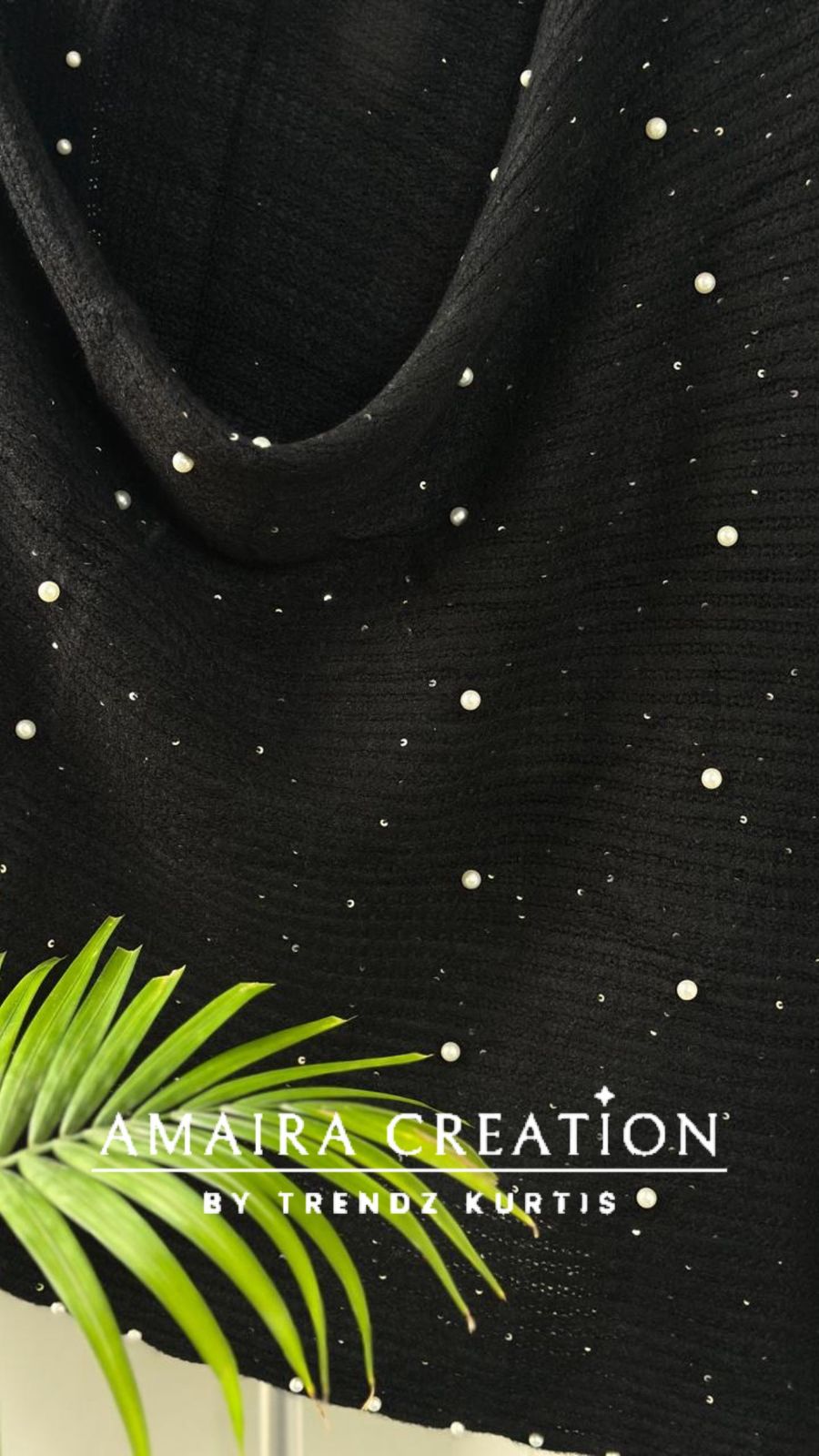 Premium Woolen Party Wear Stole With Pearl Dratiling