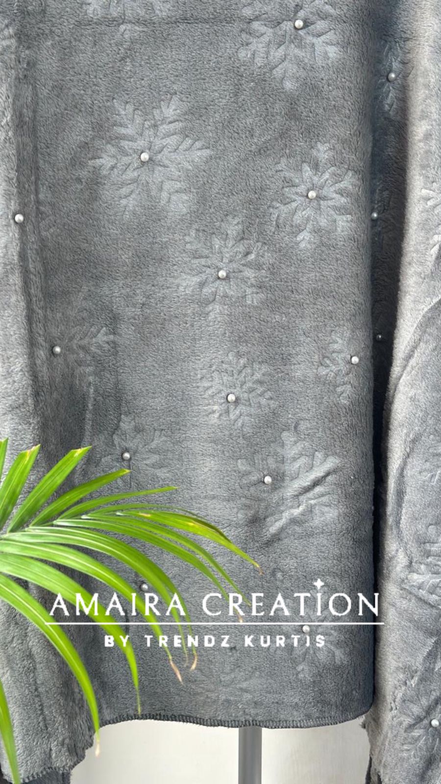 Premium Woolen Self Design Stole With Pearl Detailing