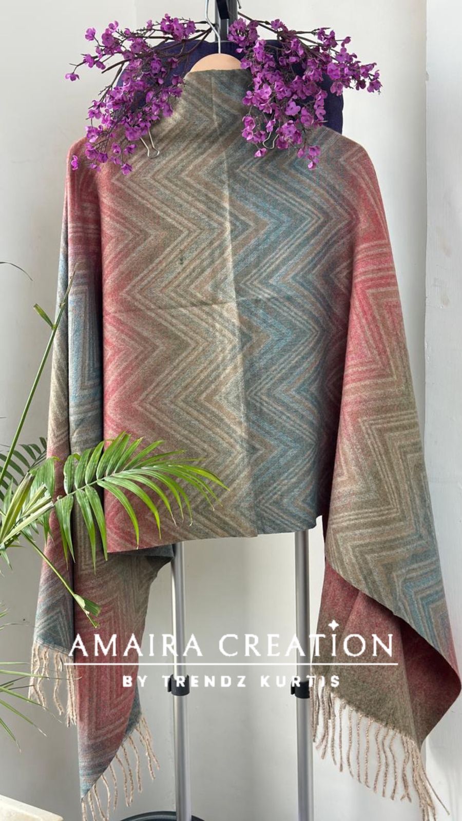 Premium Woolen Chevron Pattern Stole