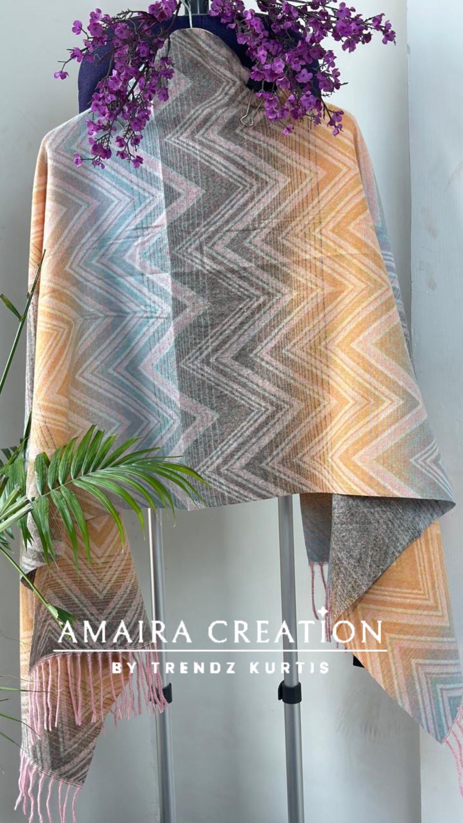 Premium Woolen Chevron Pattern Stole
