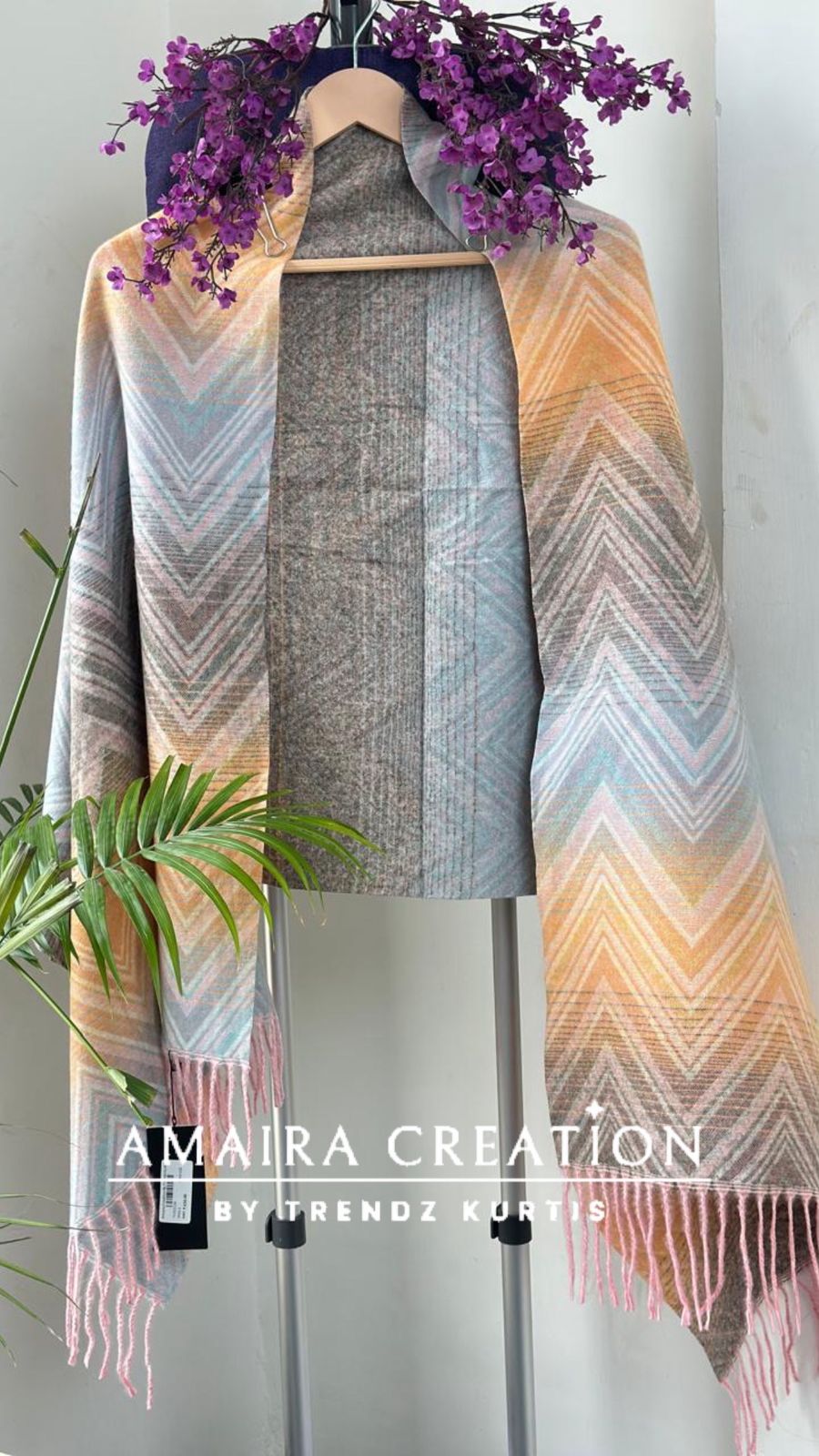 Premium Woolen Chevron Pattern Stole