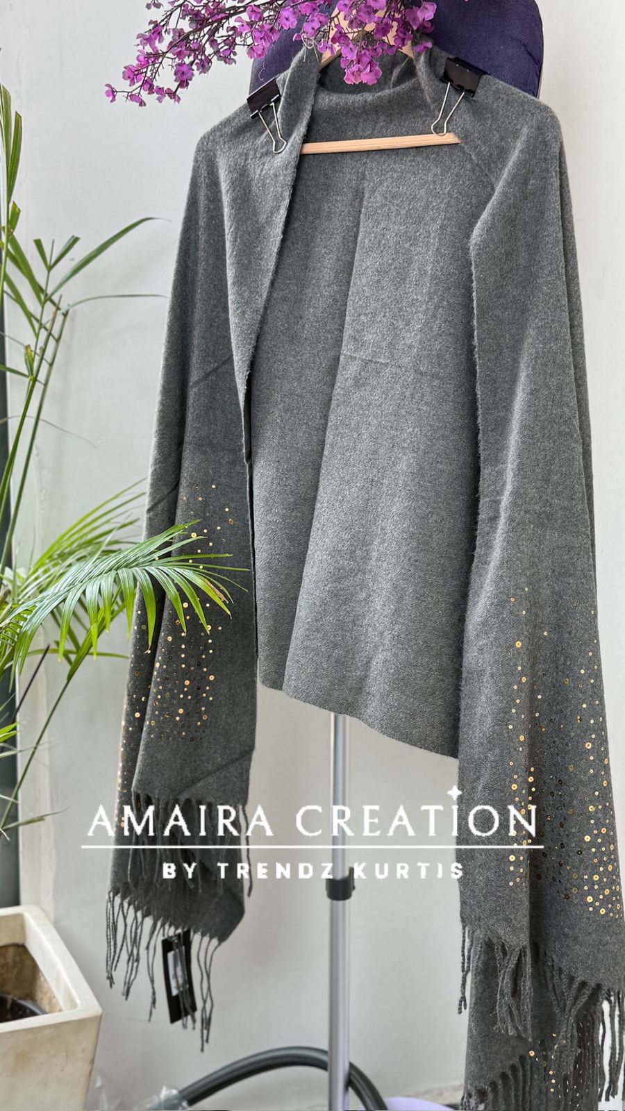 Premium Woolen Very Soft Fabric Coin Detailing Stole