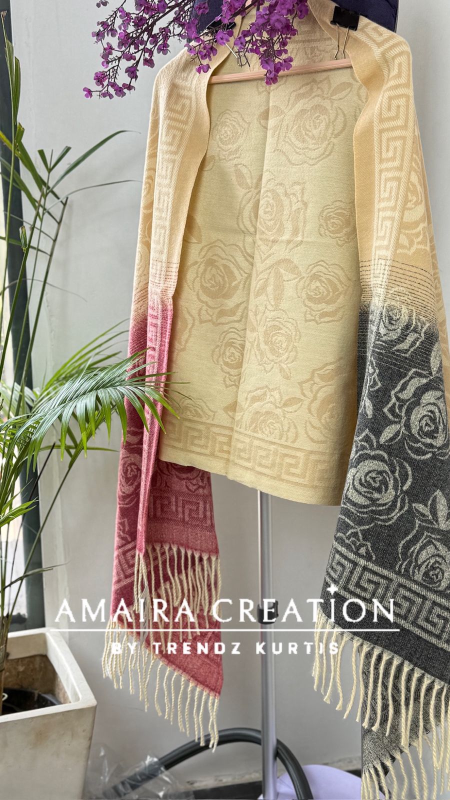 Premium Woolen Very Soft Fabric Floral Print Stole