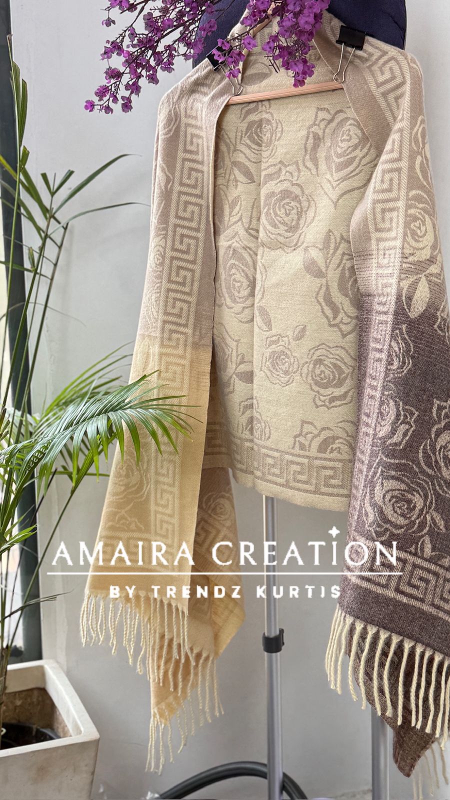 Premium Woolen Very Soft Fabric Floral Print Stole