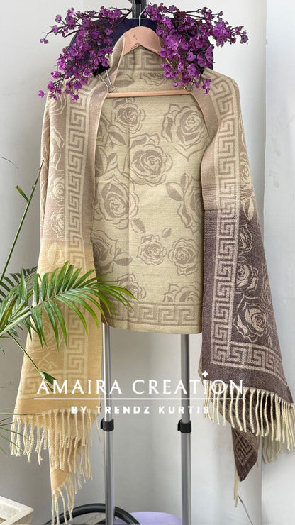 Premium Woolen Very Soft Fabric Floral Print Stole