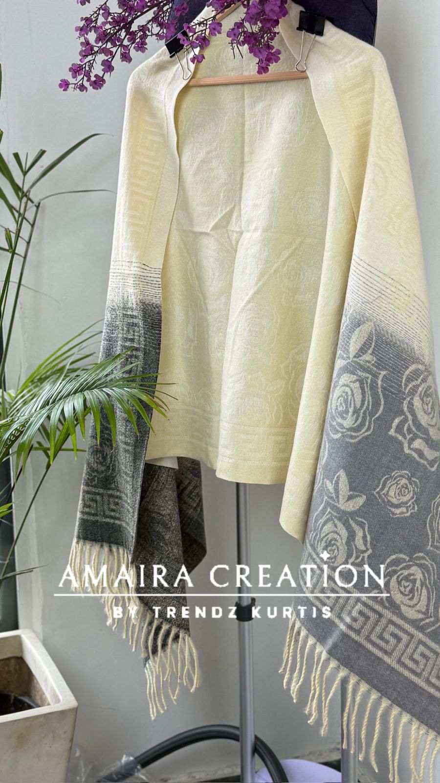 Premium Woolen Very Soft Fabric Floral Print Stole