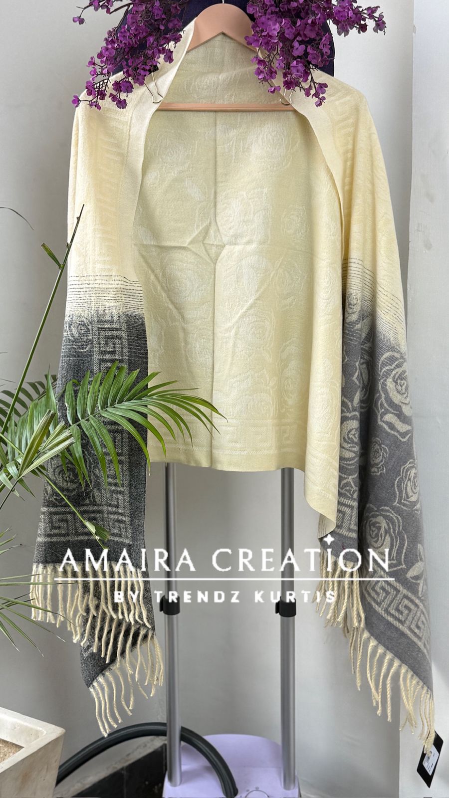 Premium Woolen Very Soft Fabric Floral Print Stole