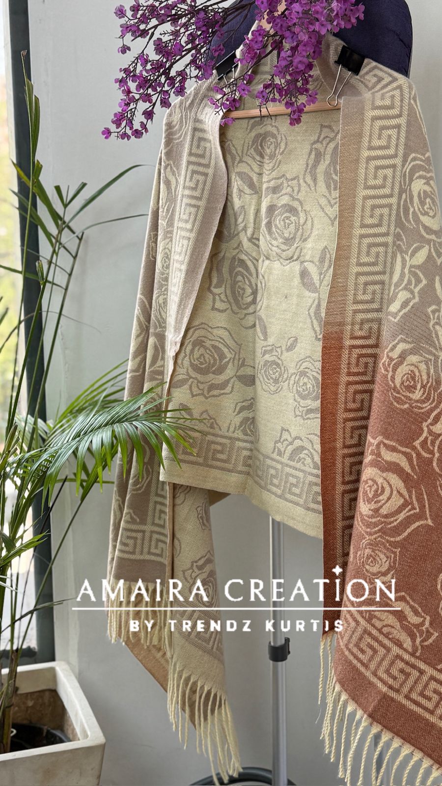 Premium Woolen Very Soft Fabric Floral Print Stole