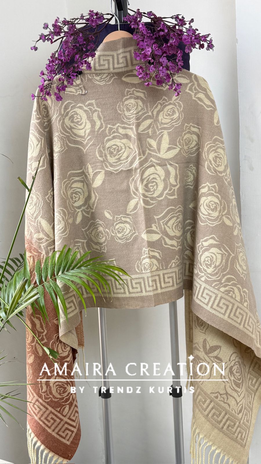 Premium Woolen Very Soft Fabric Floral Print Stole