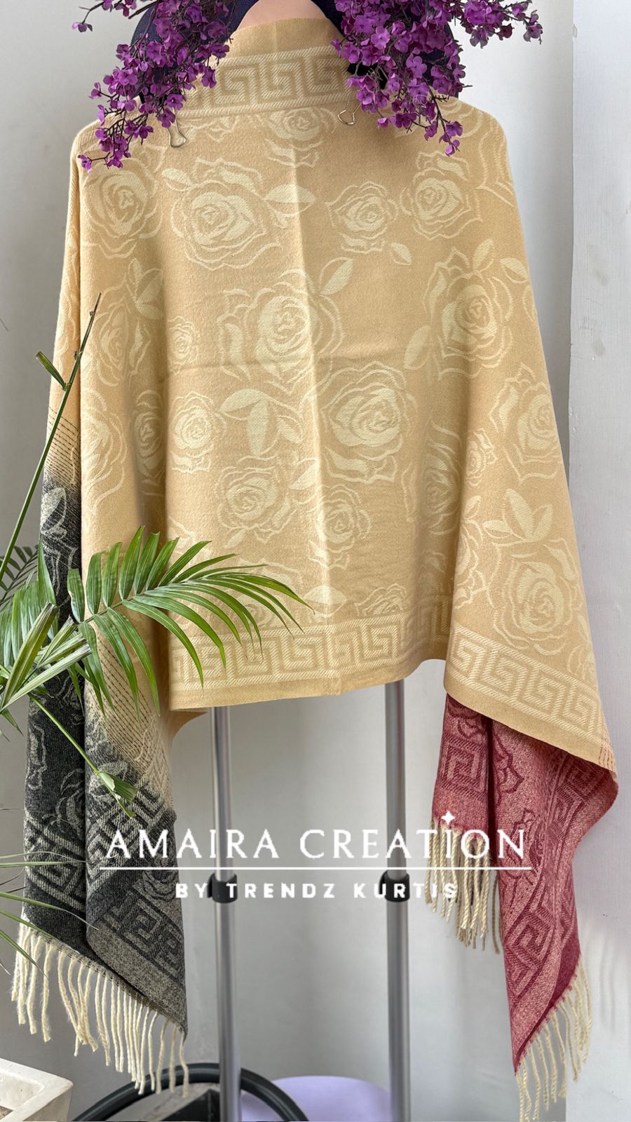 Premium Woolen Very Soft Fabric Floral Print Stole