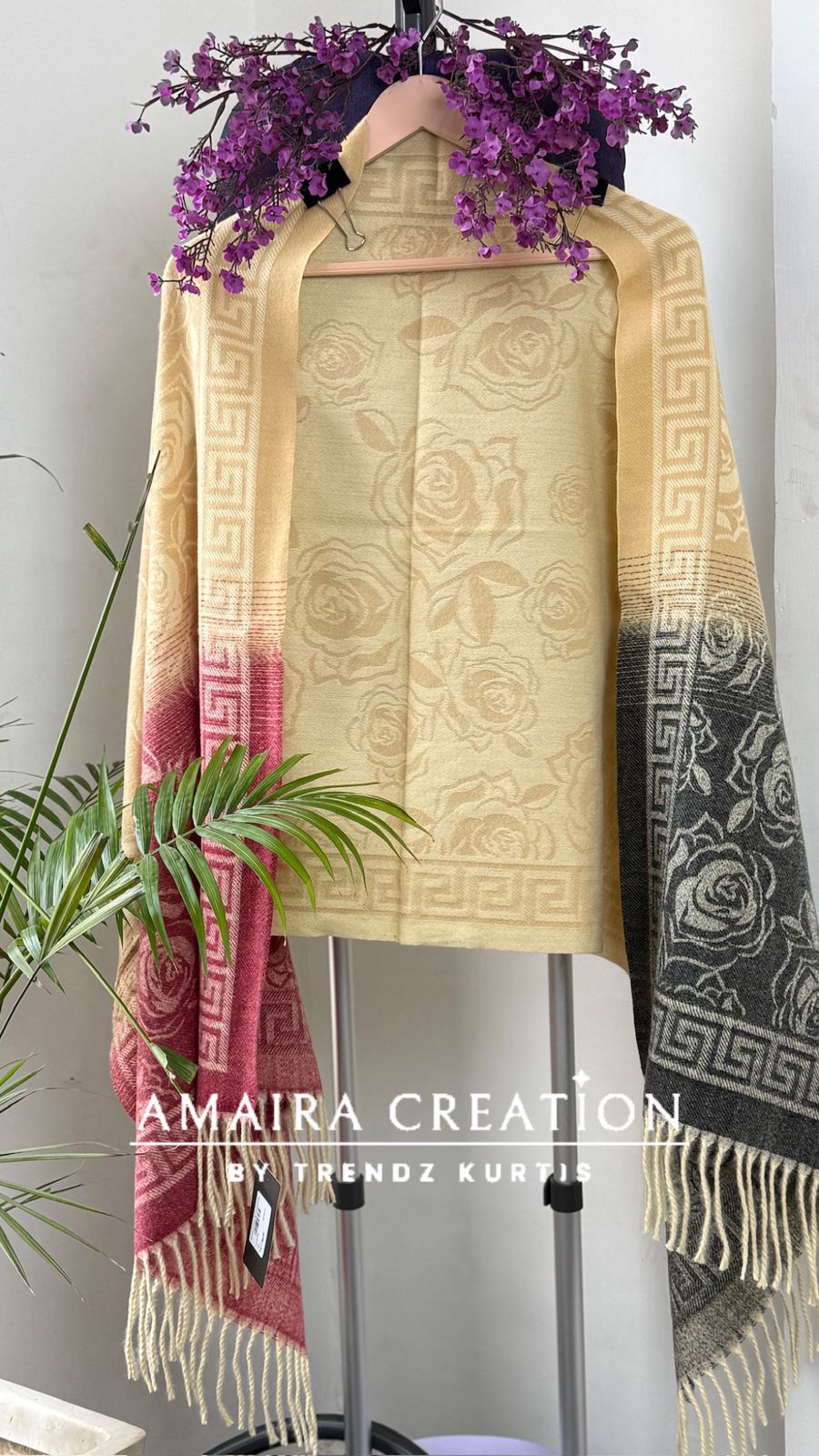 Premium Woolen Very Soft Fabric Floral Print Stole