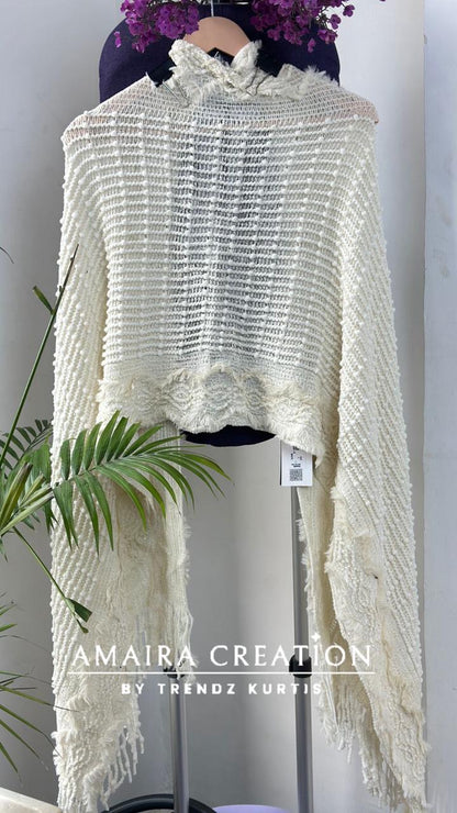 Premium Woolen Feather Detailing Stole