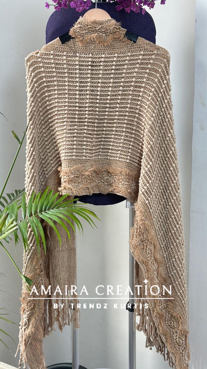 Premium Woolen Feather Detailing Stole