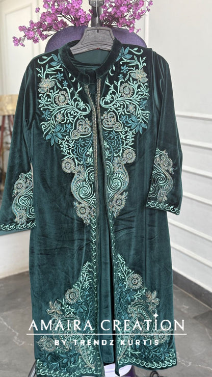 Premium Velvet Three Pc Set With Beautiful Embroidery