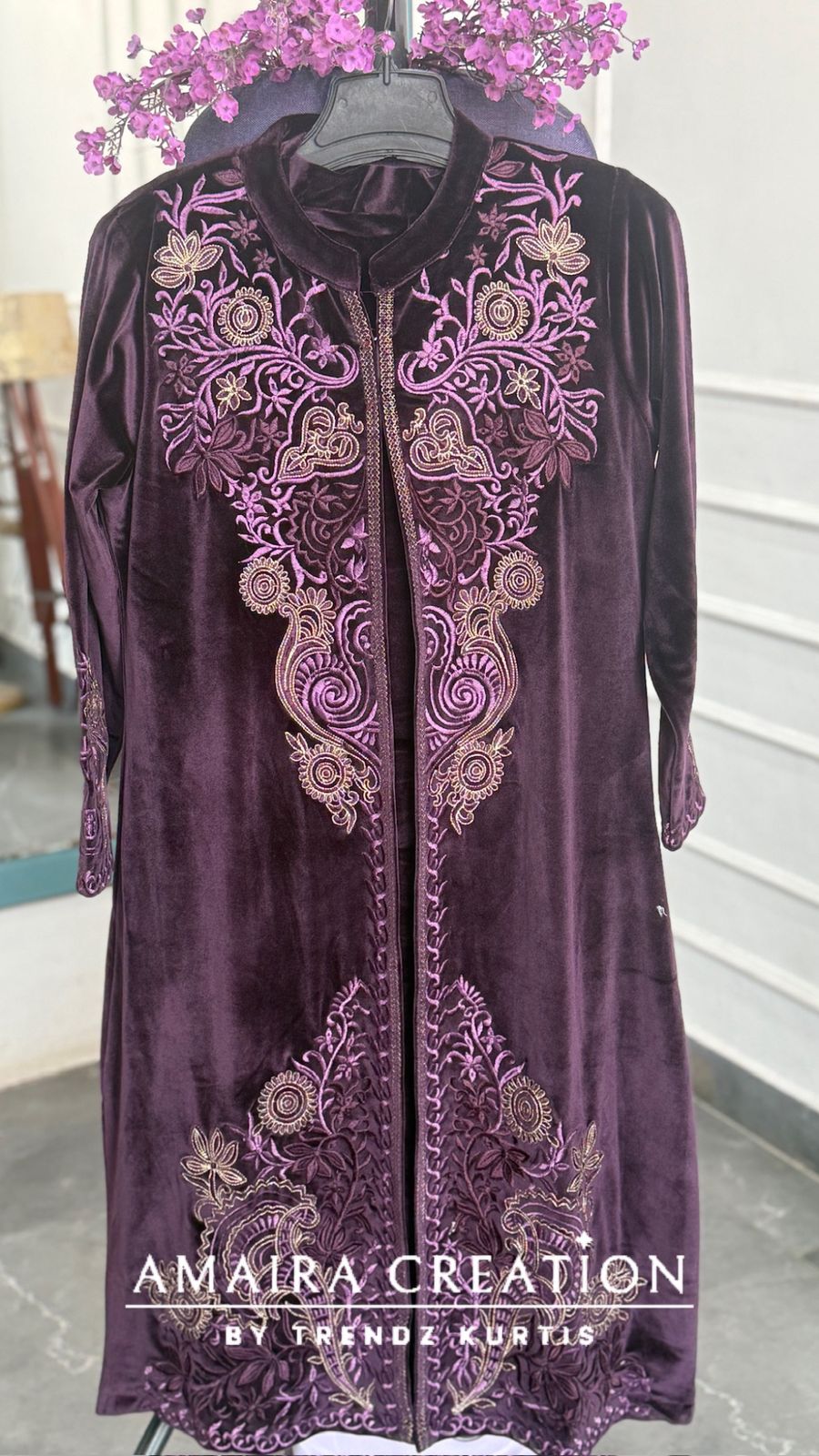 Premium Velvet Three Pc Set With Beautiful Embroidery