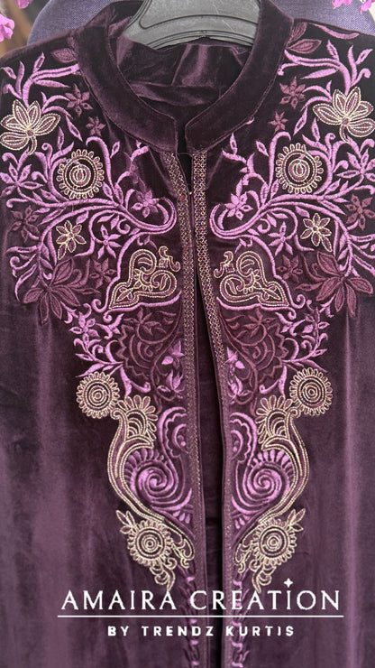 Premium Velvet Three Pc Set With Beautiful Embroidery