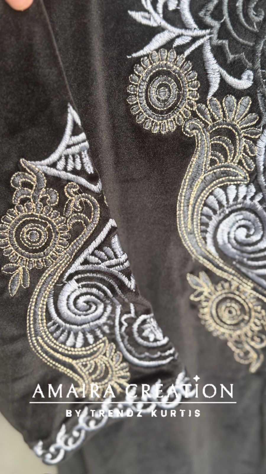 Premium Velvet Three Pc Set With Beautiful Embroidery