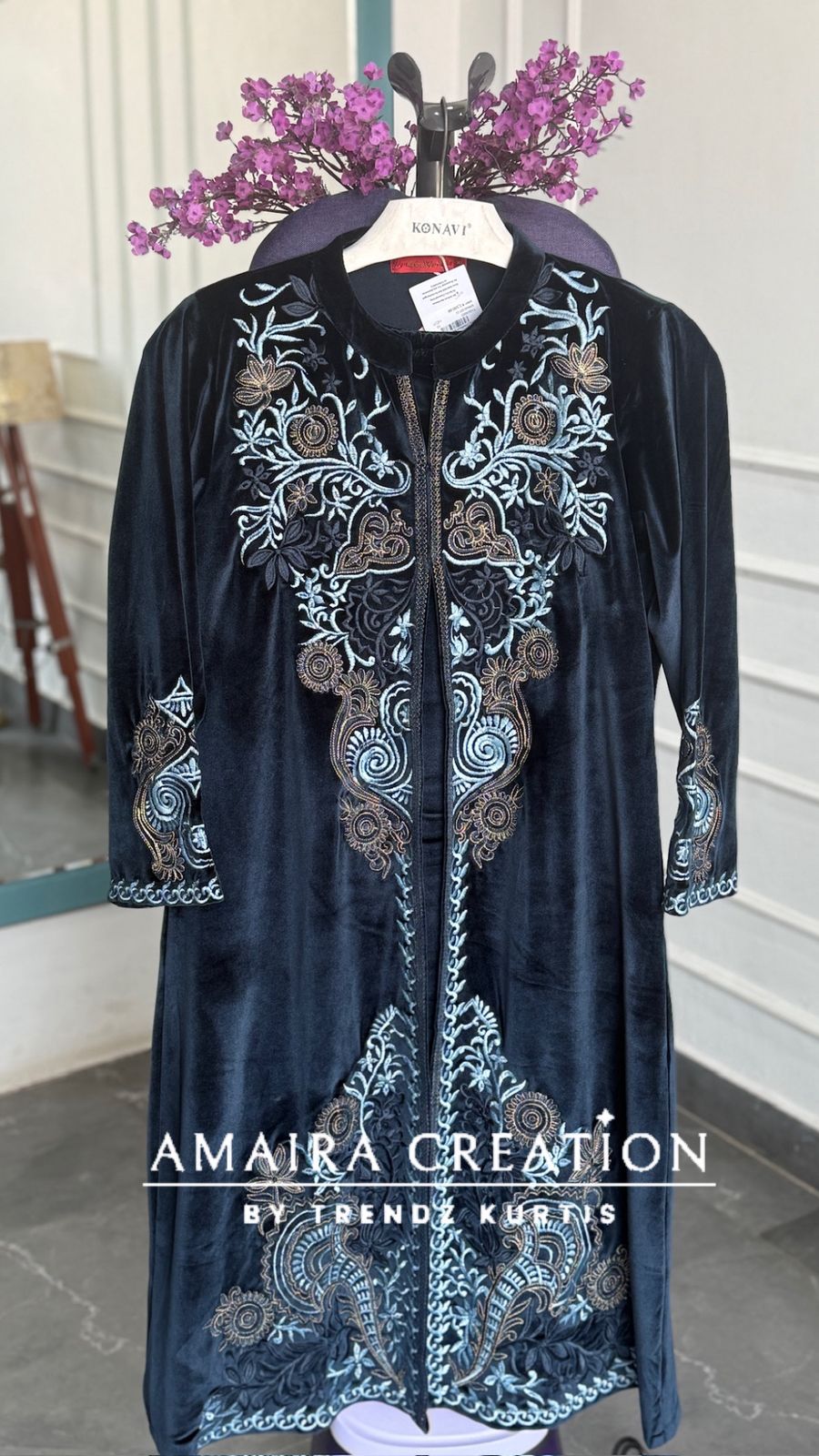 Premium Velvet Three Pc Set With Beautiful Embroidery