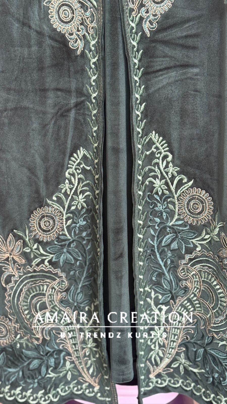 Premium Velvet Three Pc Set With Beautiful Embroidery