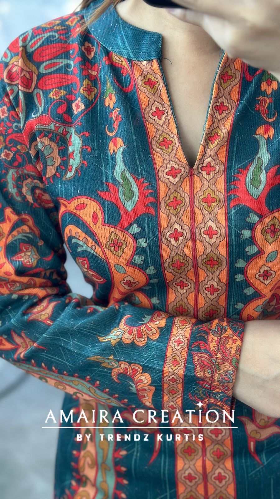 Premium Karachi Floral Print Green Color Cord Set