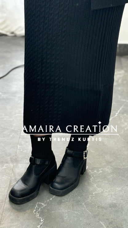 Premium Woolen Three Pc Skirt Set Free Size (Upto 42 chest)