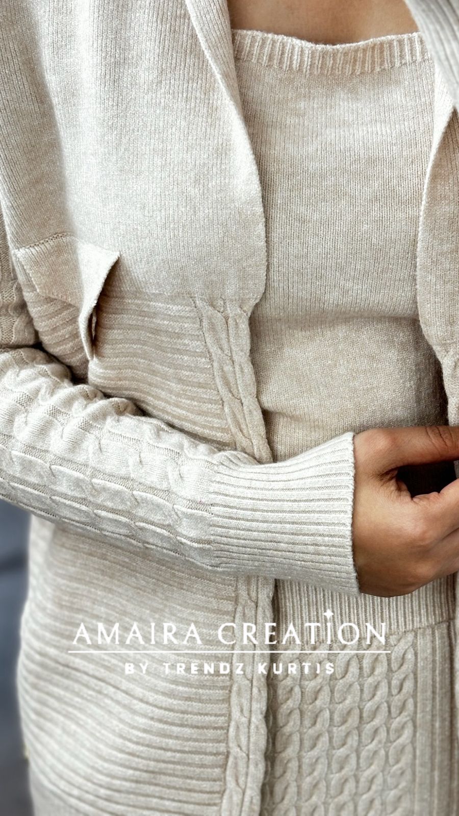 Premium Woolen Three Pc Skirt Set Free Size (Upto 42 chest)