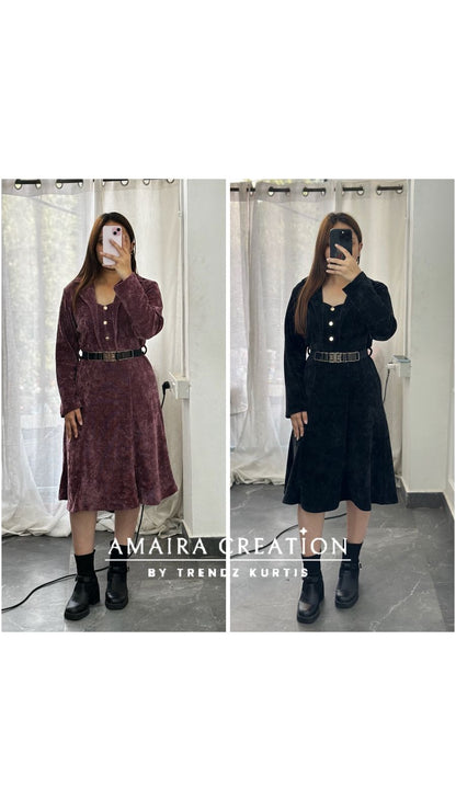 Premium Cauterised Woolen One Piece Dress