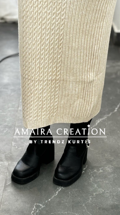 Premium Woolen Three Pc Skirt Set Free Size (Upto 42 chest)