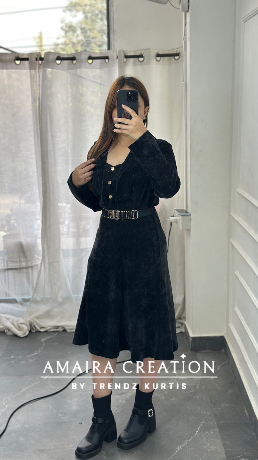Premium Cauterised Woolen One Piece Dress