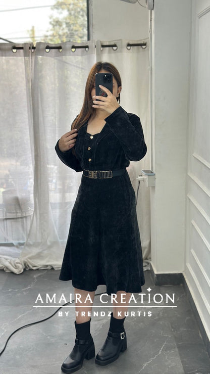 Premium Cauterised Woolen One Piece Dress