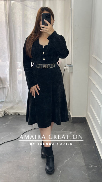 Premium Cauterised Woolen One Piece Dress