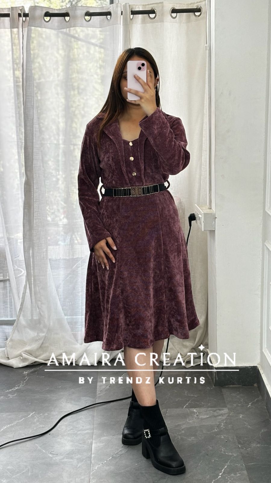 Premium Cauterised Woolen One Piece Dress