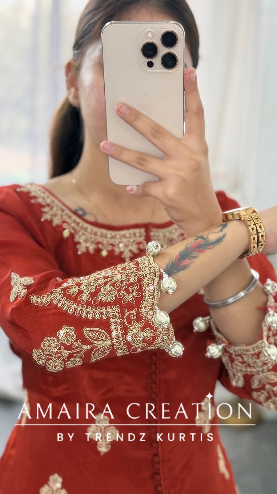 Premium Crepe Rust Colour Skirt Set