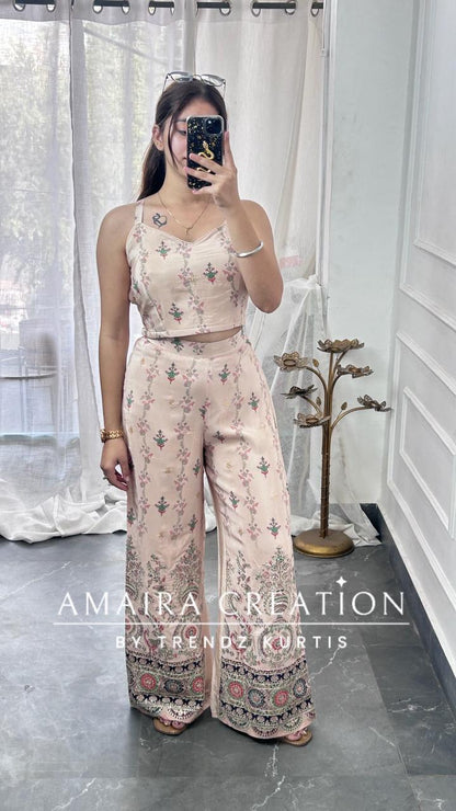 Premium Crepe Beautiful Embroidered 3 Pc Jacket Set