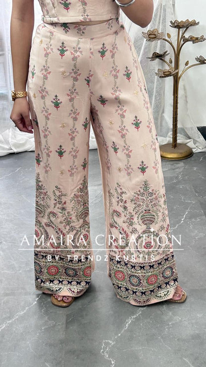 Premium Crepe Beautiful Embroidered 3 Pc Jacket Set