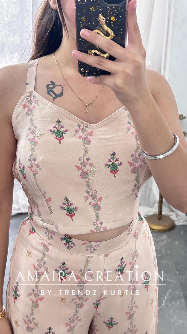 Premium Crepe Beautiful Embroidered 3 Pc Jacket Set