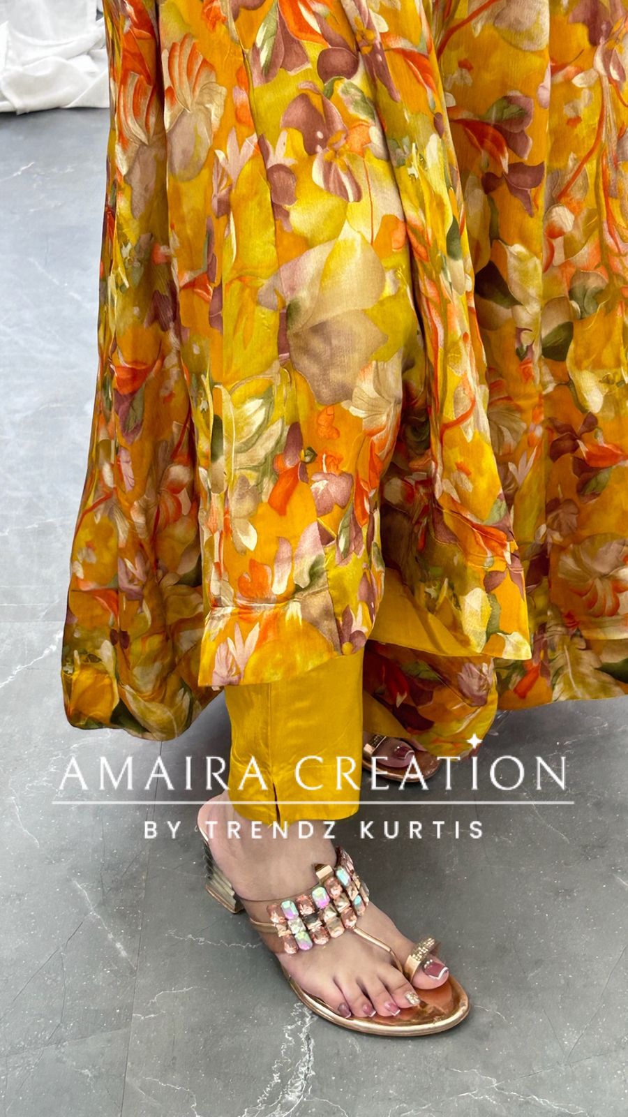 Premium Chinnon Colour Anarkali Set