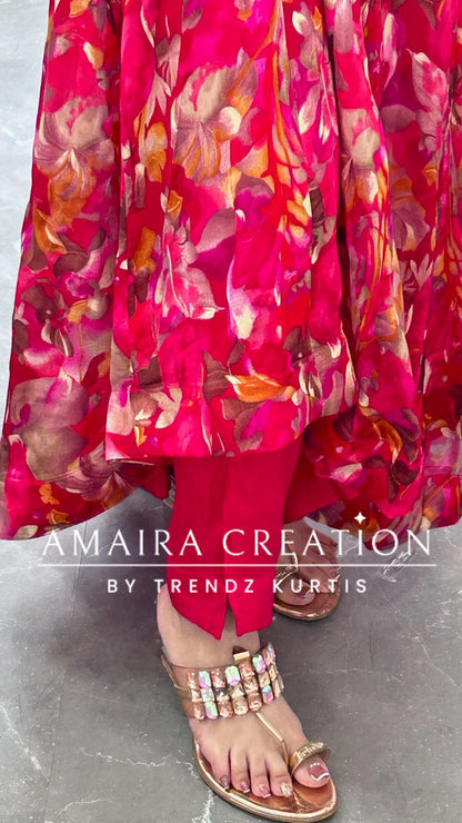 Premium Chinnon Colour Anarkali Set