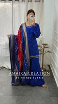 Premium Chinnon Electric Blue Color Full Flare Divider Set