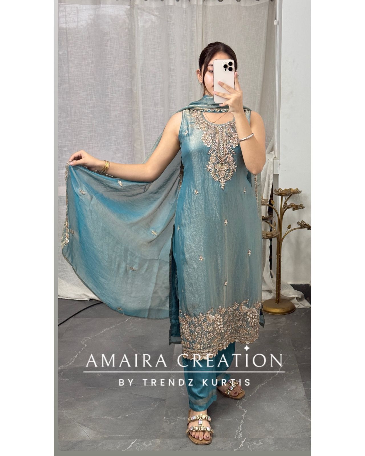 Premium Jimmy choo Fabric Beautiful HandWork Pant Set(17 inches sleeves