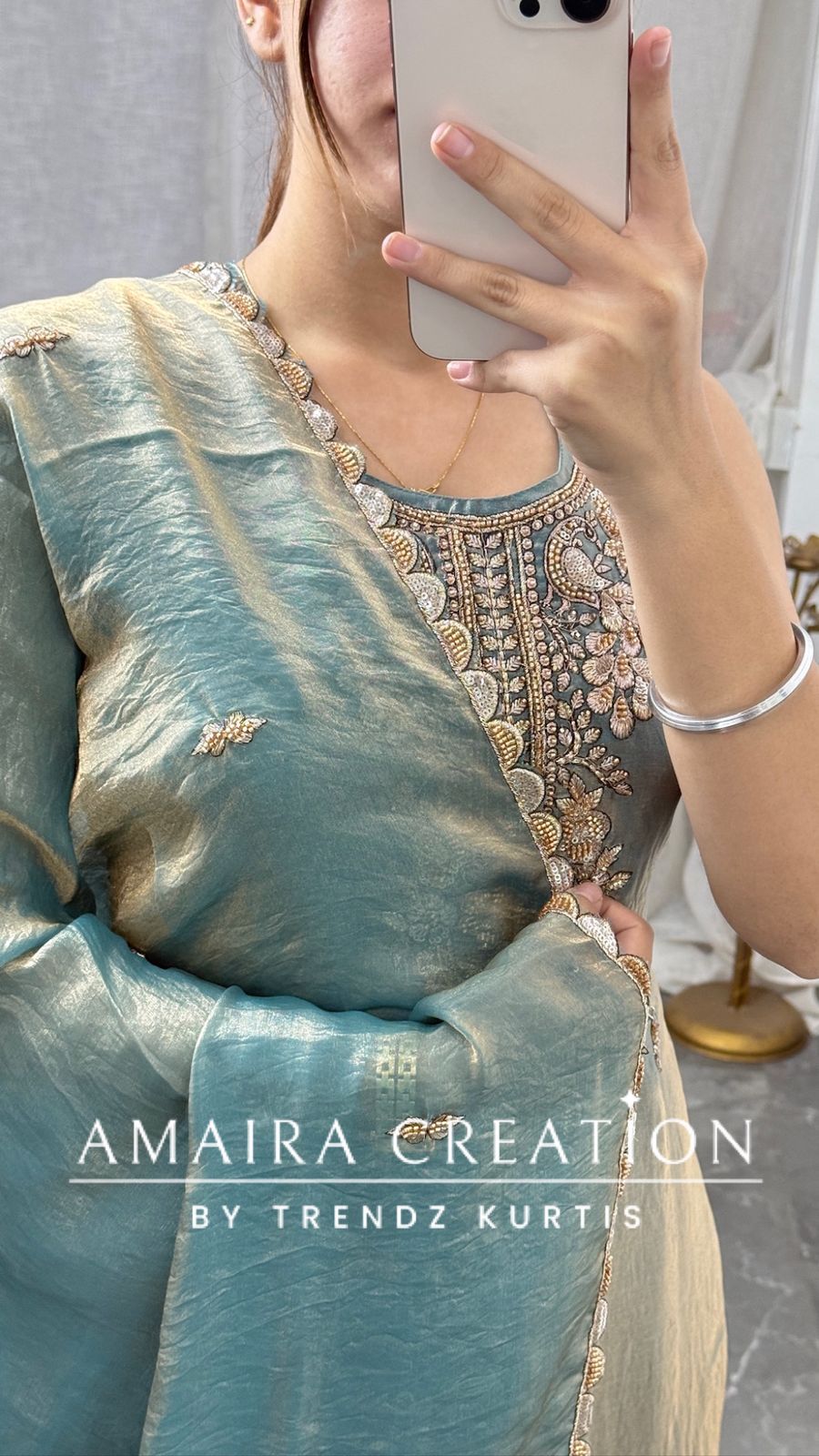 Premium Jimmy choo Fabric Beautiful HandWork Pant Set(17 inches sleeves