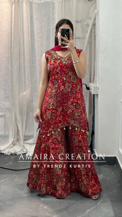 Premium Chinnon Red Colour C Cut Pattern Divider Set