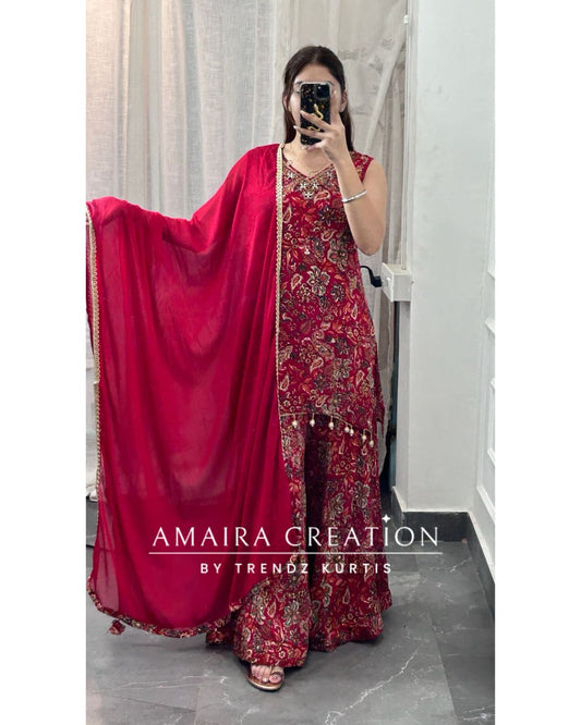 Premium Chinnon Red Colour C Cut Pattern Divider Set